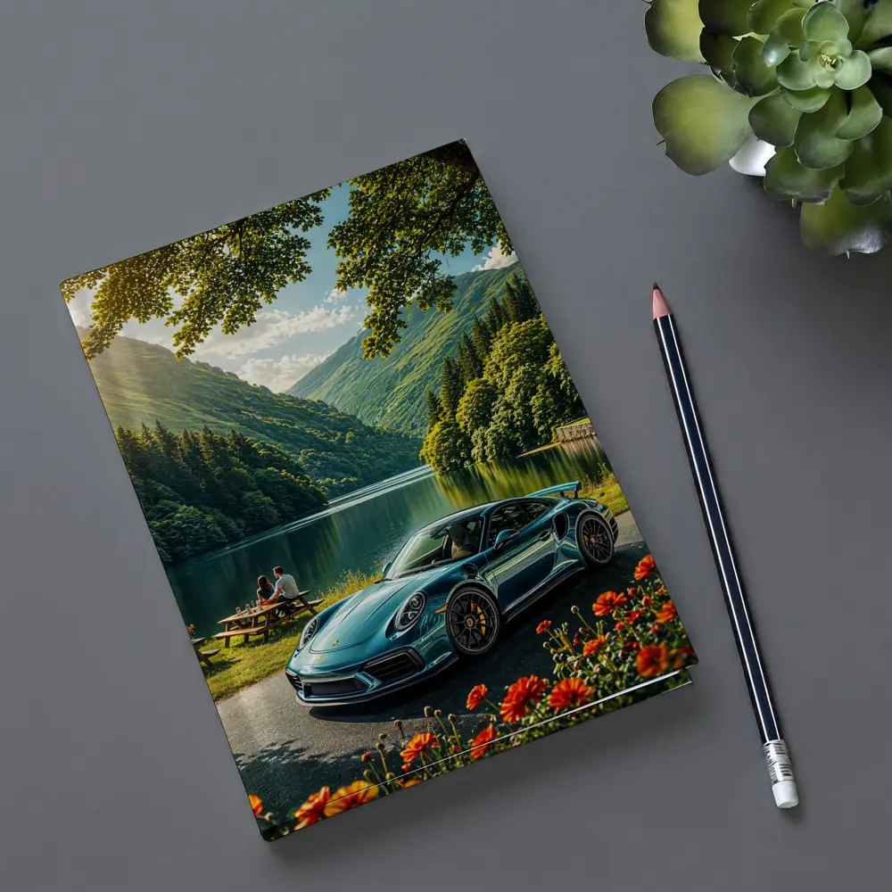 Porsche 911 Turbo S Mountain Lake Scene – Notebooks