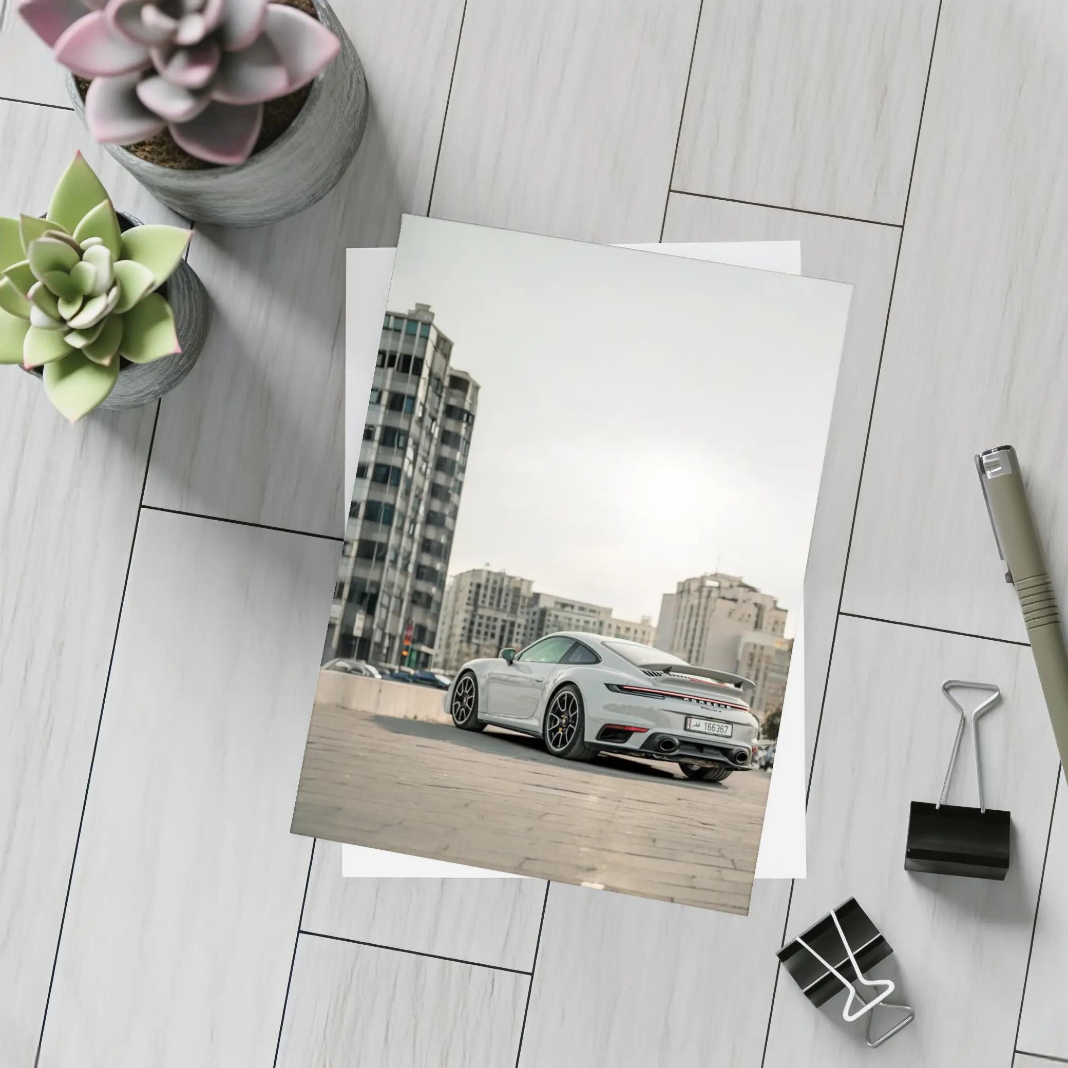 Porsche 911 Turbo S Grey City Street – Postcards