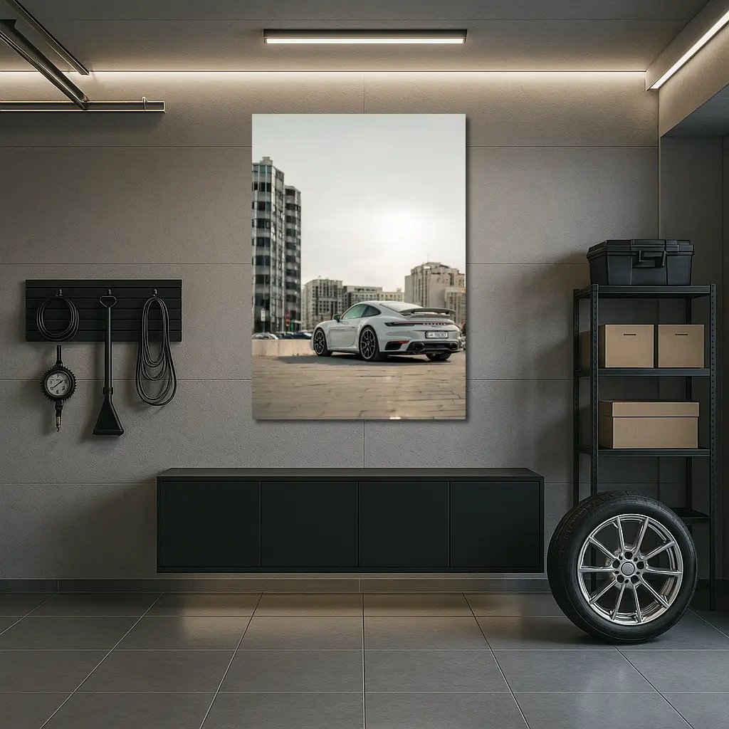 Porsche 911 Turbo S Grey City Street – Wall Art