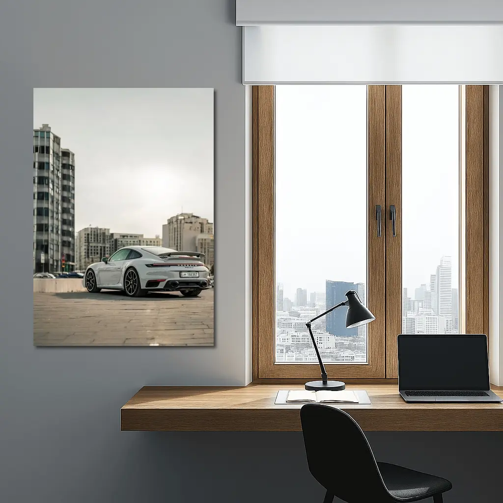 Porsche 911 Turbo S Grey City Street – Wall Art
