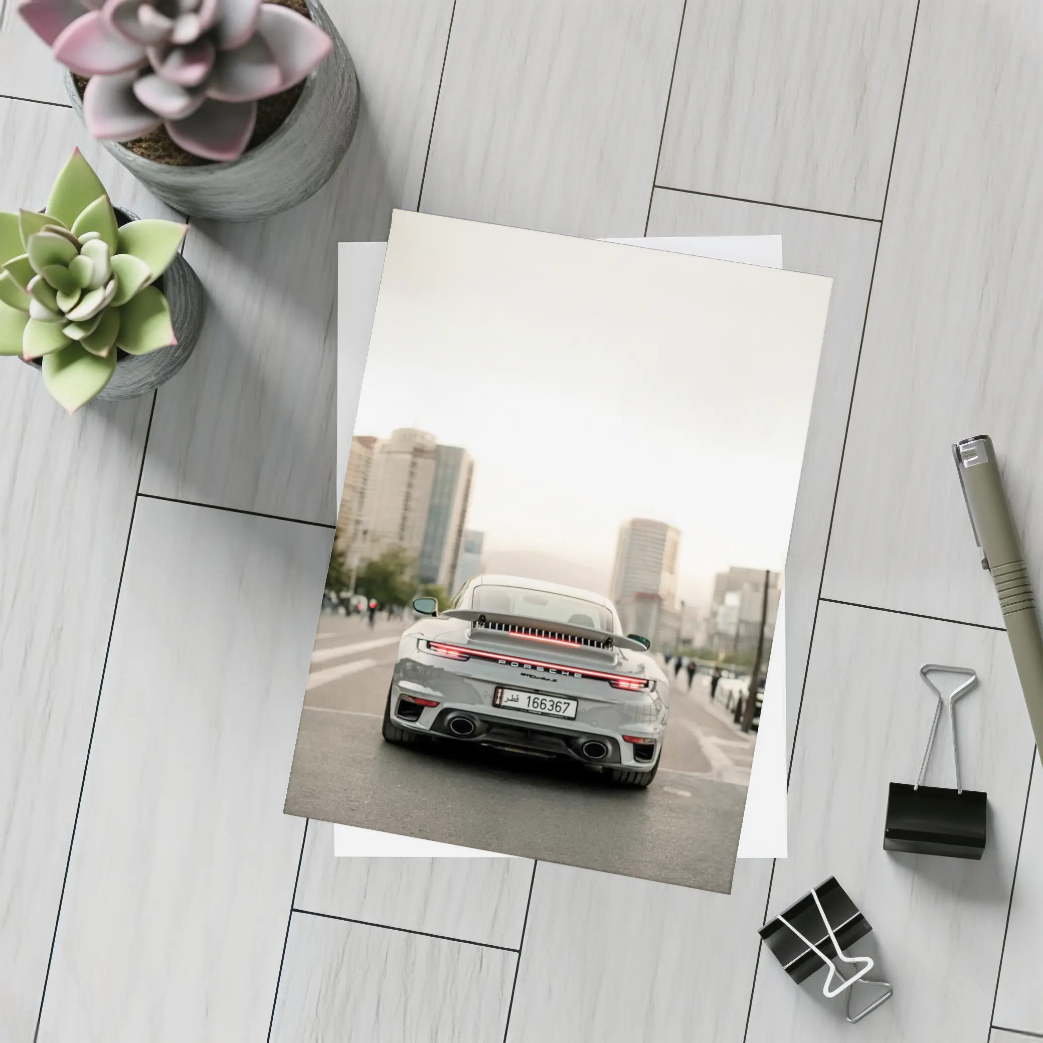 Porsche 911 Turbo S Grey City Street – Postcards
