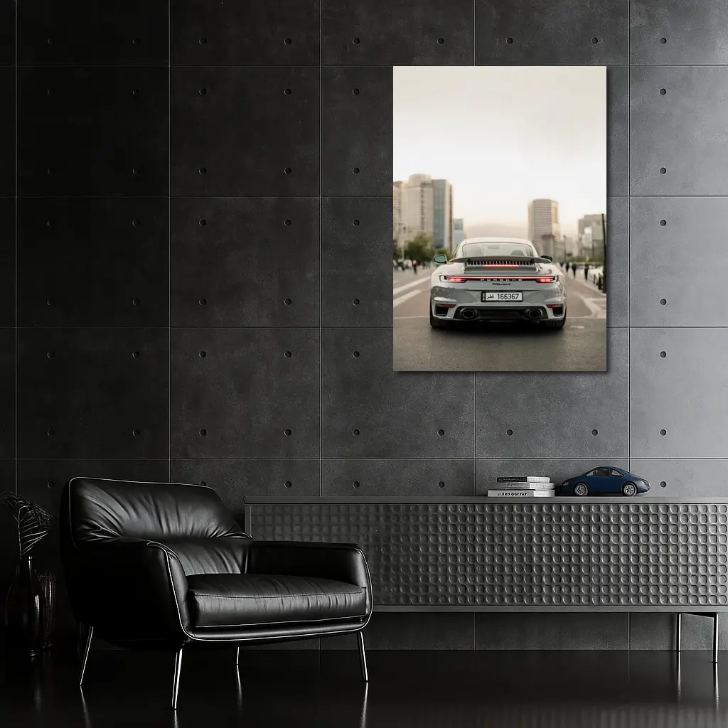 Porsche 911 Turbo S Grey City Street – Wall Art