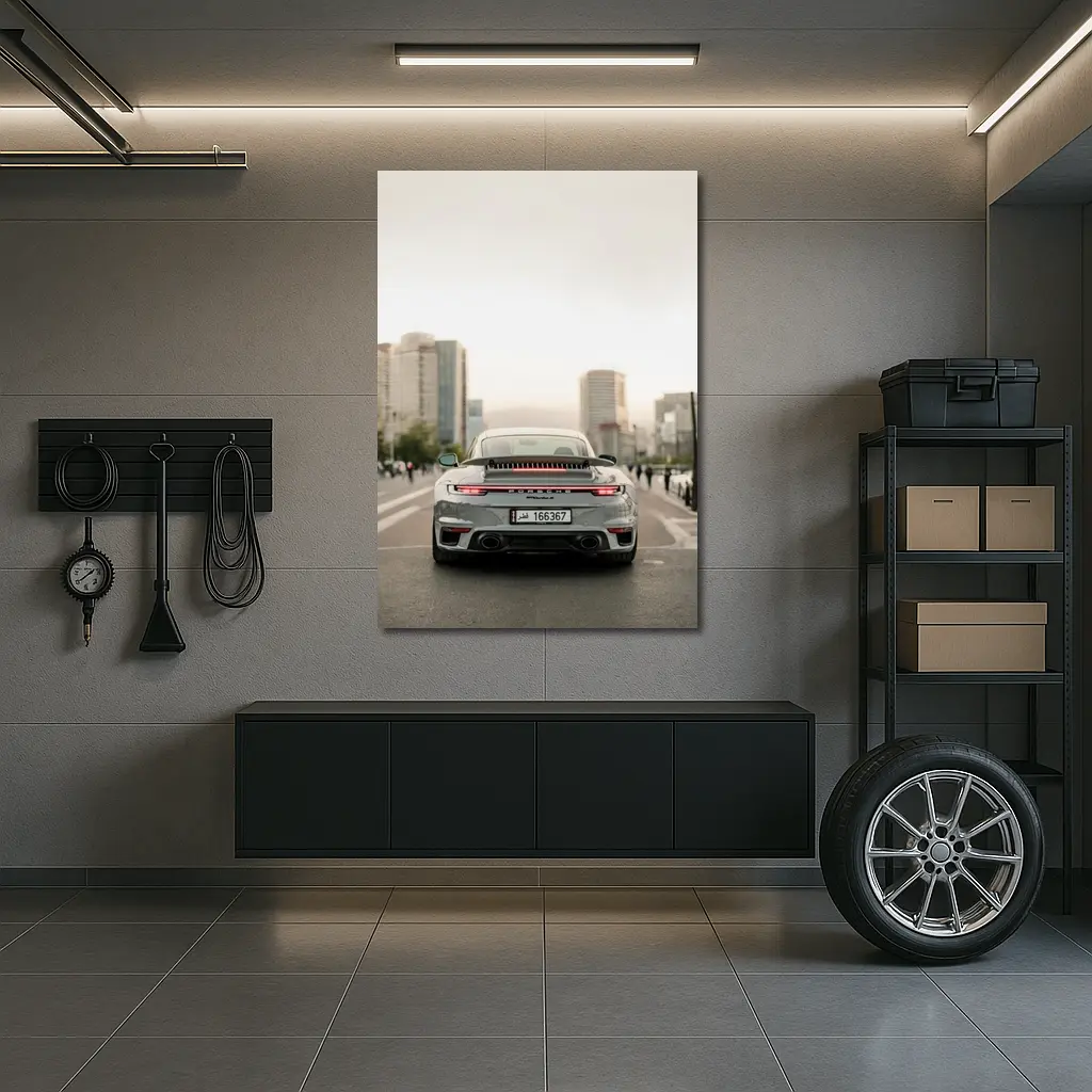 Porsche 911 Turbo S Grey City Street – Wall Art