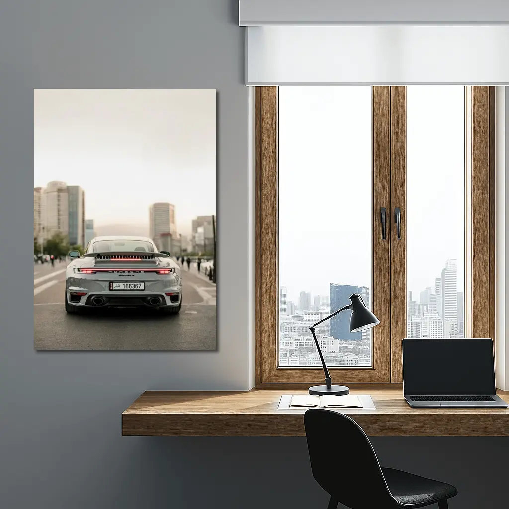Porsche 911 Turbo S Grey City Street – Wall Art