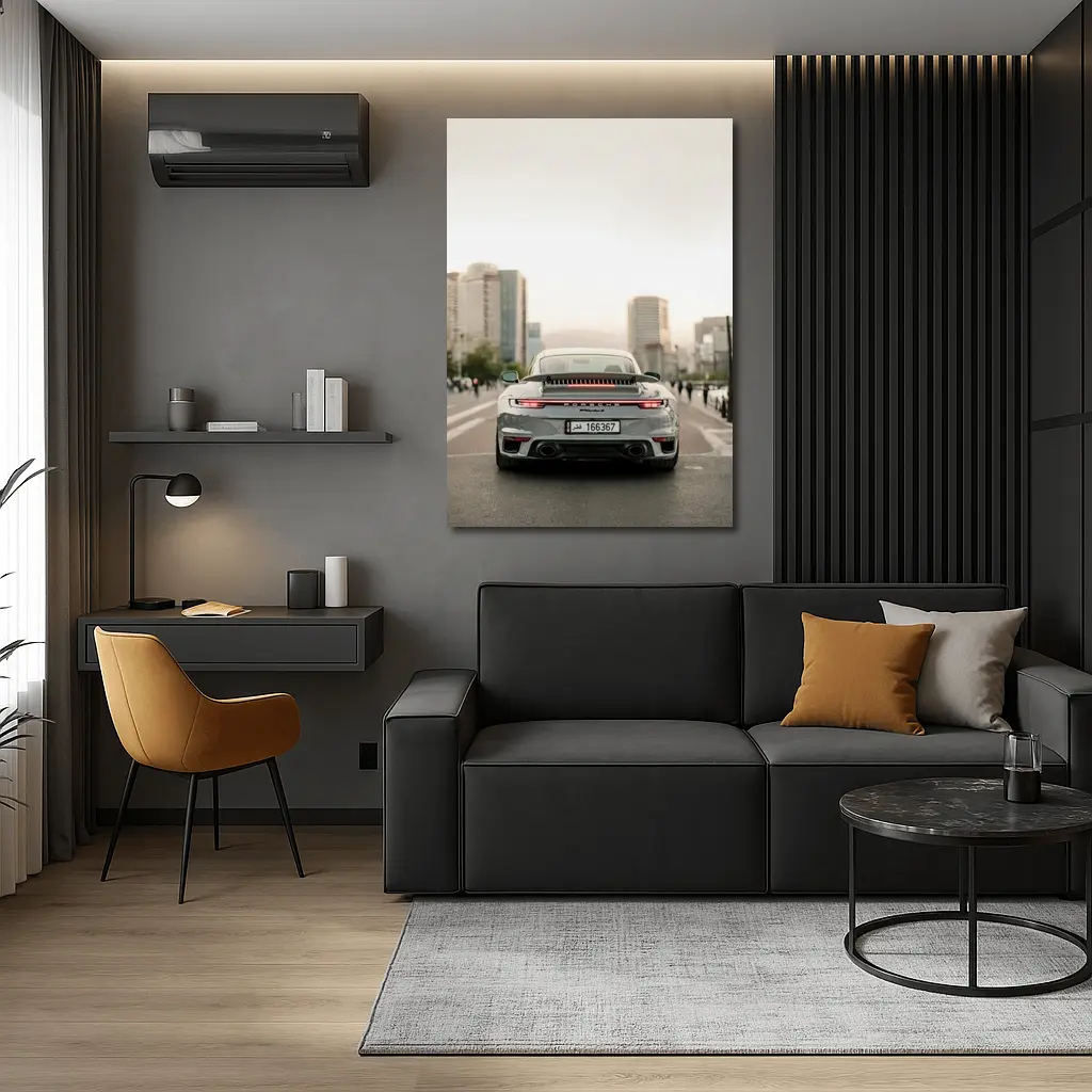 Porsche 911 Turbo S Grey City Street – Wall Art