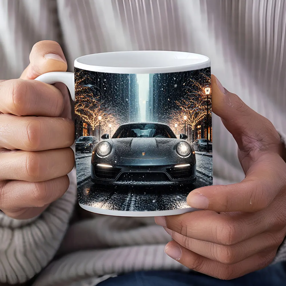 Porsche 911 Turbo S Snowy City Street – Mugs