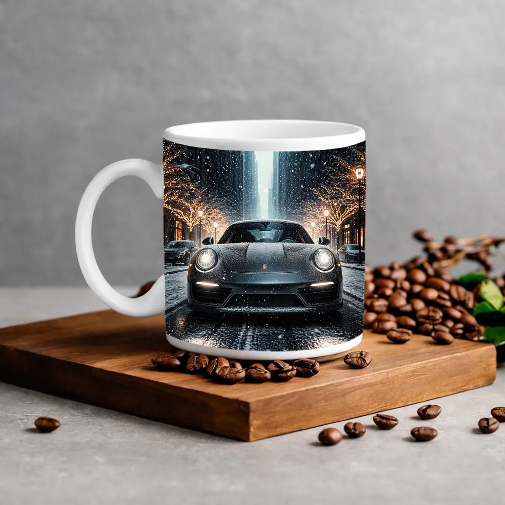 Porsche 911 Turbo S Snowy City Street – Mugs