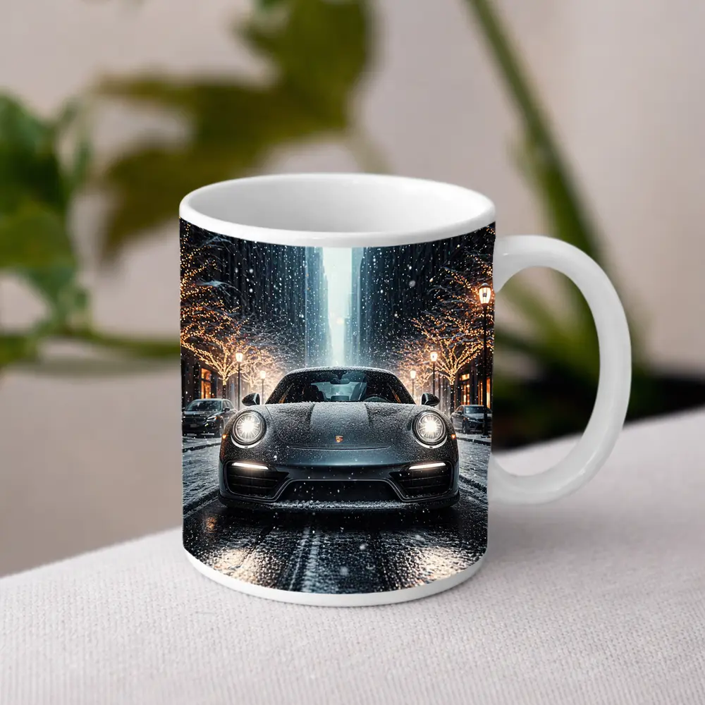 Porsche 911 Turbo S Snowy City Street – Mugs