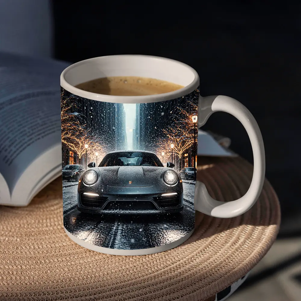 Porsche 911 Turbo S Snowy City Street – Mugs
