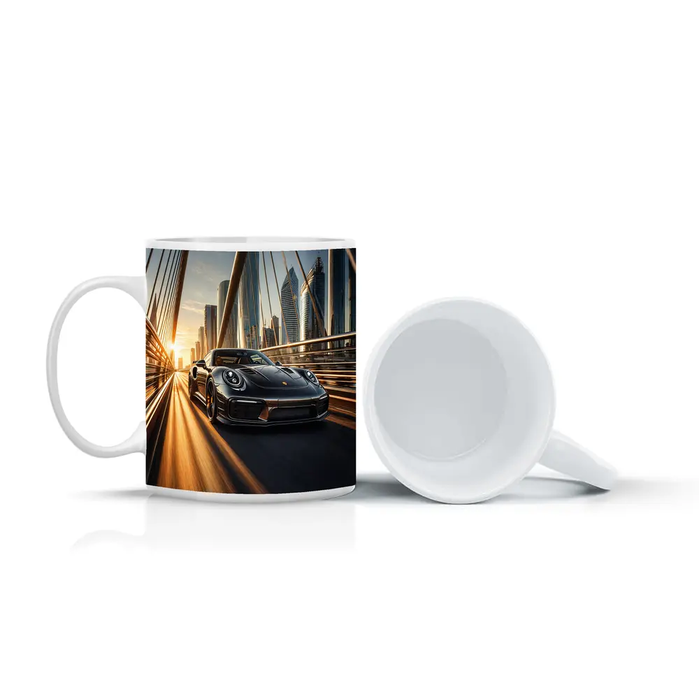 Porsche 911 Turbo S City Bridge Sunset – Mugs