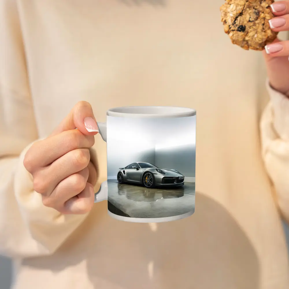 Porsche 911 Turbo S Silver Studio Shot – Mugs