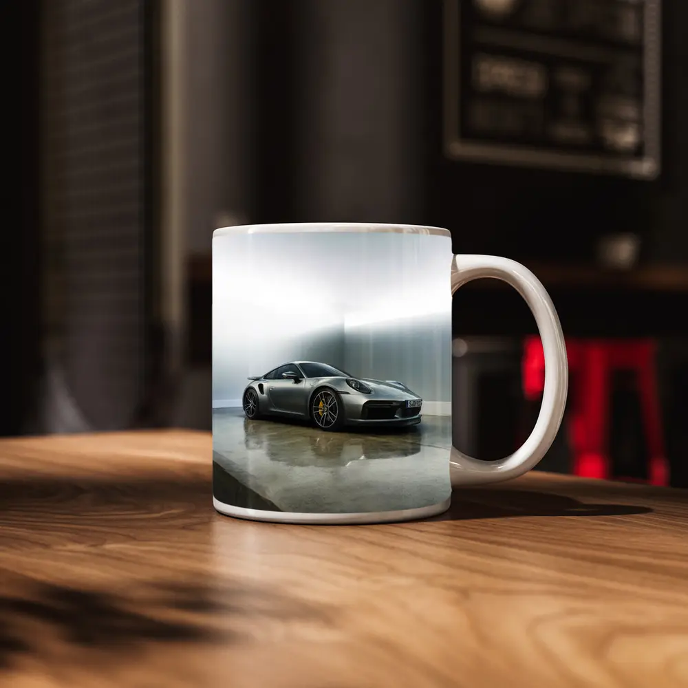 Porsche 911 Turbo S Silver Studio Shot – Mugs