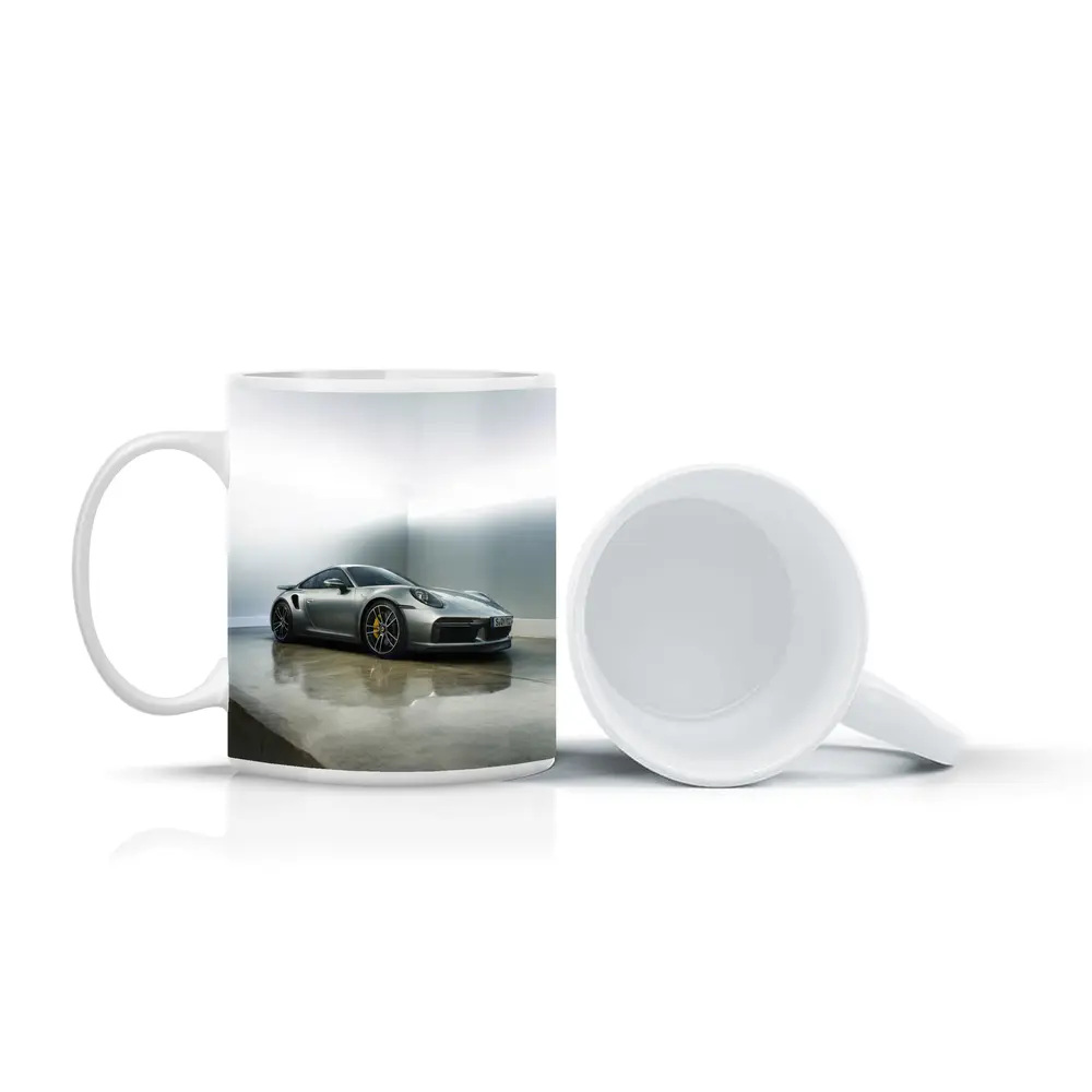 Porsche 911 Turbo S Silver Studio Shot – Mugs