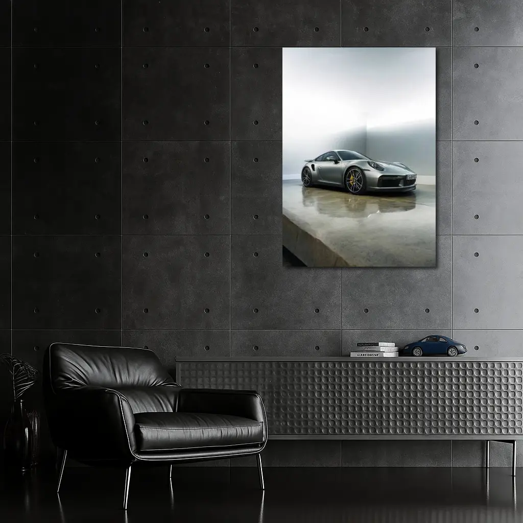 Porsche 911 Turbo S Silver Studio Shot – Wall Art