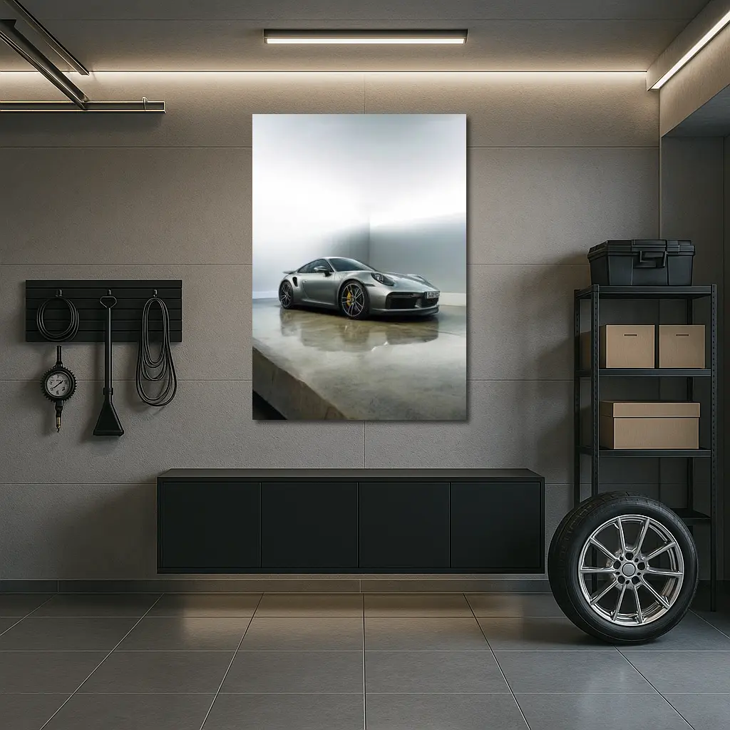 Porsche 911 Turbo S Silver Studio Shot – Wall Art
