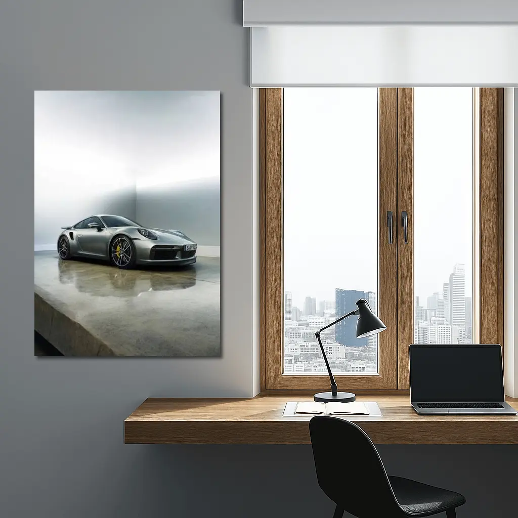 Porsche 911 Turbo S Silver Studio Shot – Wall Art