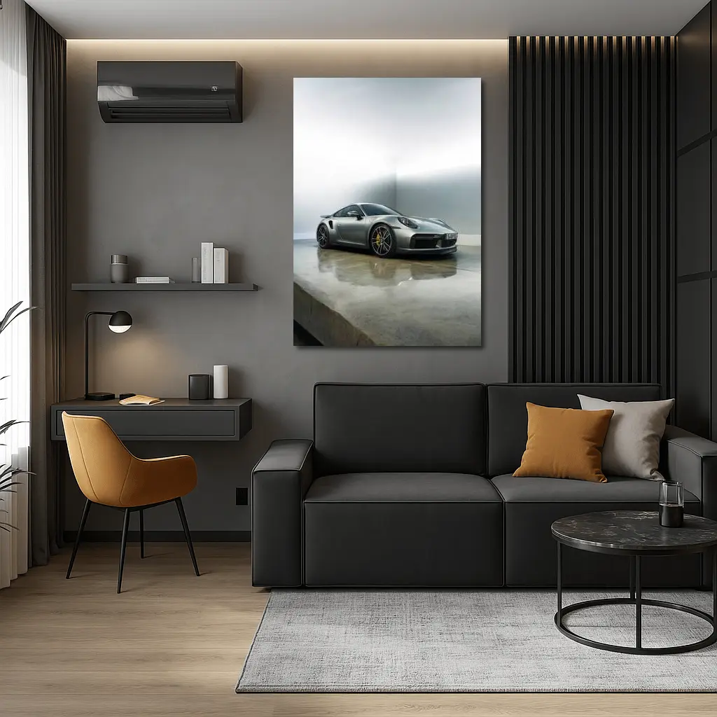 Porsche 911 Turbo S Silver Studio Shot – Wall Art