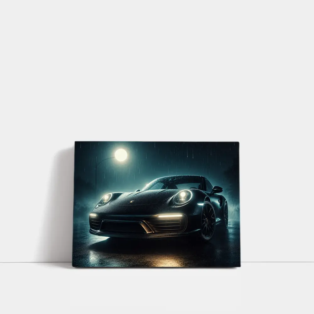 Porsche 911 Turbo Black Rainy Night – Wall Art