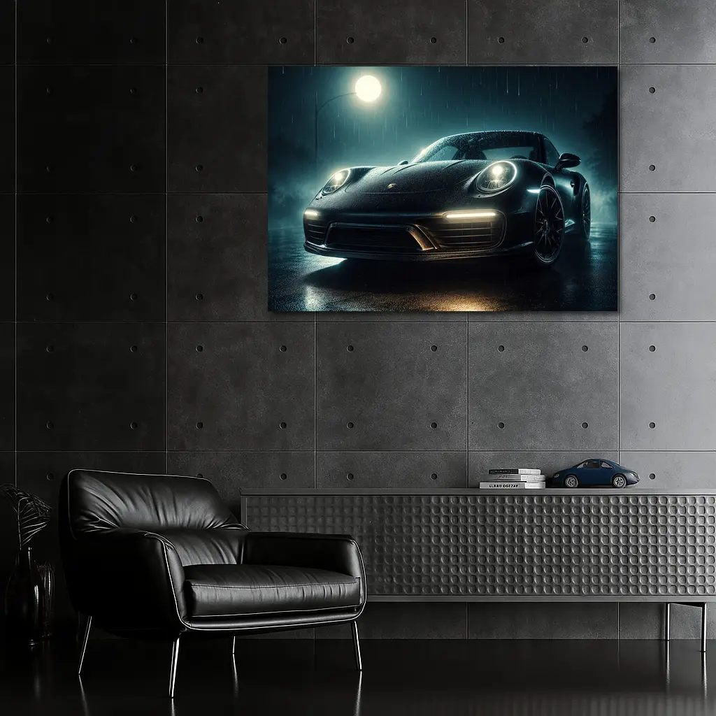 Porsche 911 Turbo Black Rainy Night – Wall Art