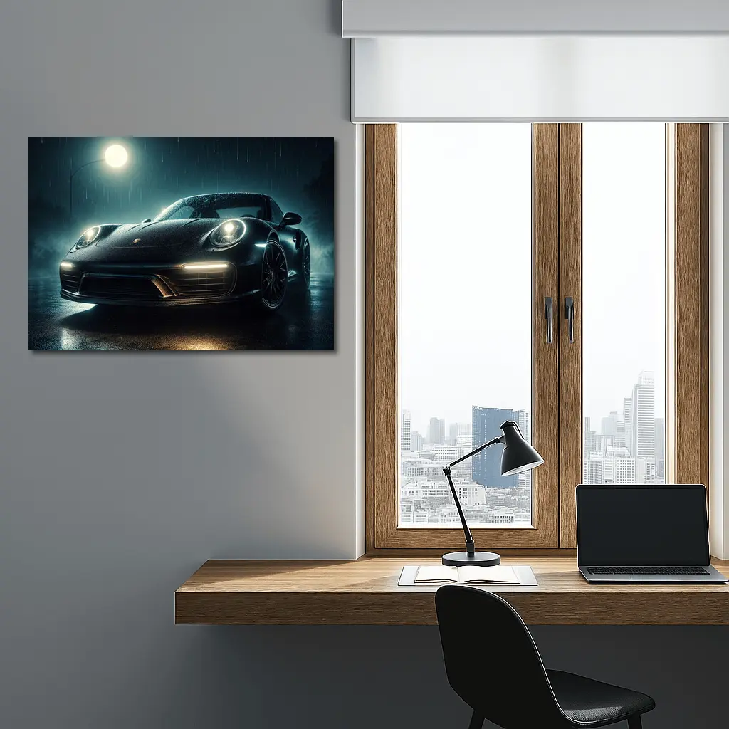 Porsche 911 Turbo Black Rainy Night – Wall Art