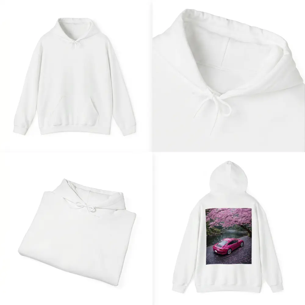 Pink Porsche 911 Under Cherry Blossom Trees – Hoodies