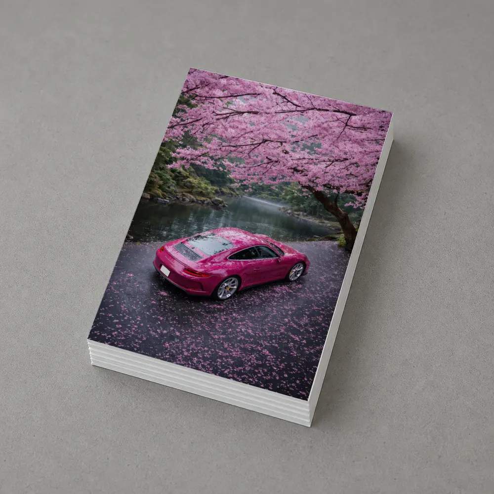 Pink Porsche 911 Under Cherry Blossom Trees – Postcards