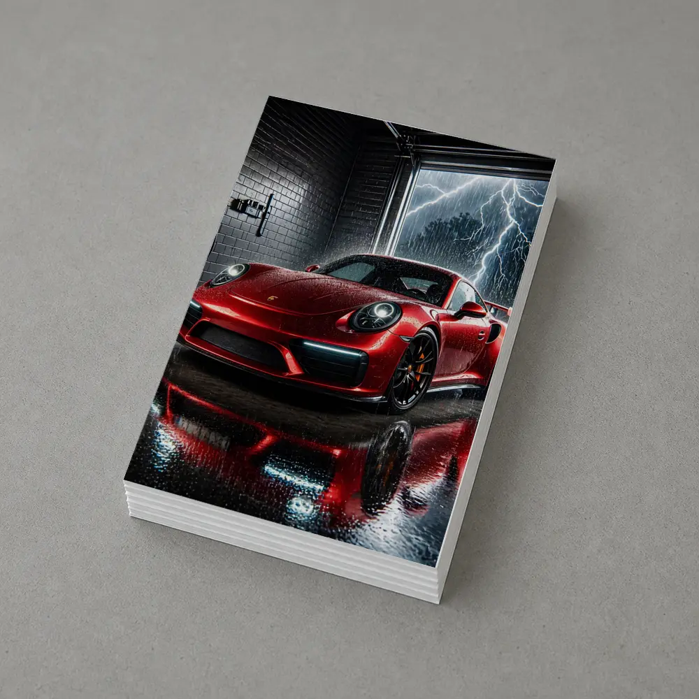Red Porsche 911 GT2 RS Rain Storm – Postcards