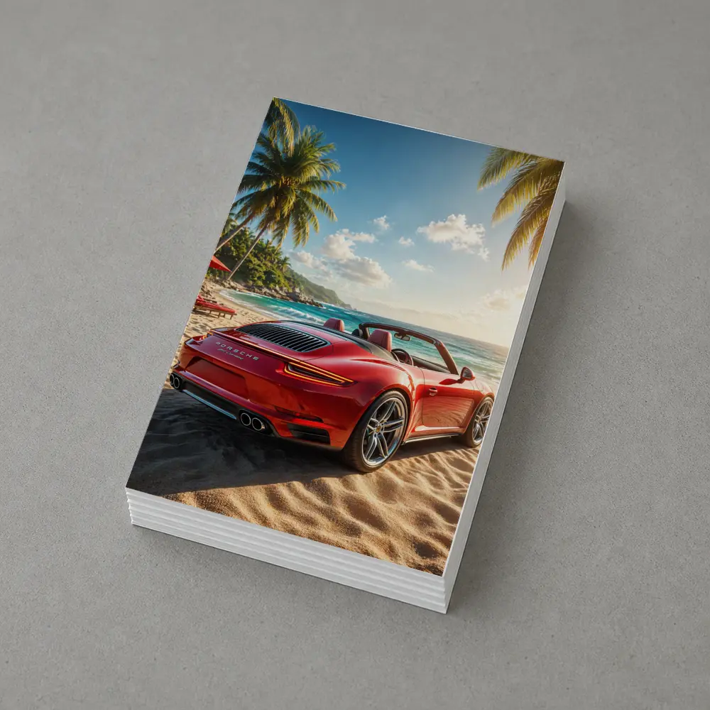 Red Porsche 911 Parked On Tropical Beach – Postcards