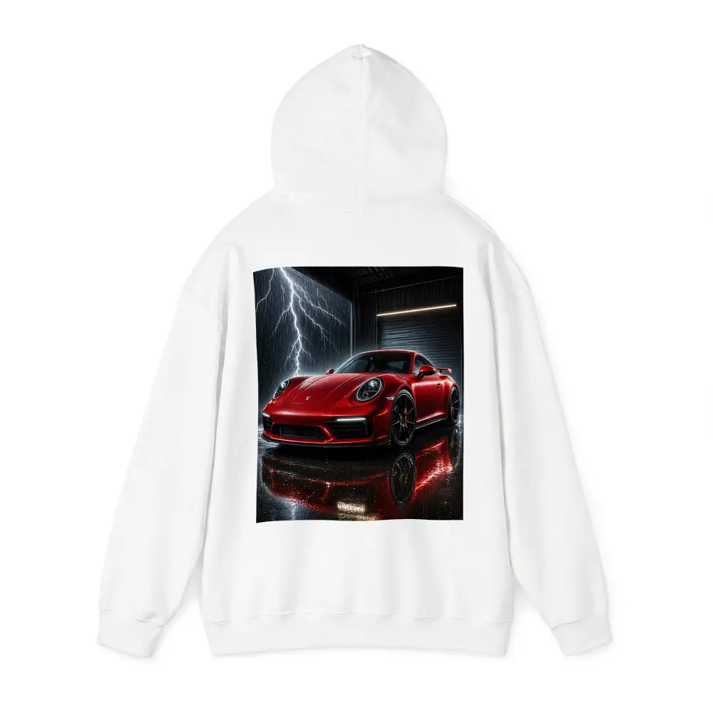 Red Porsche 911 Garage Lightning Storm – Hoodies