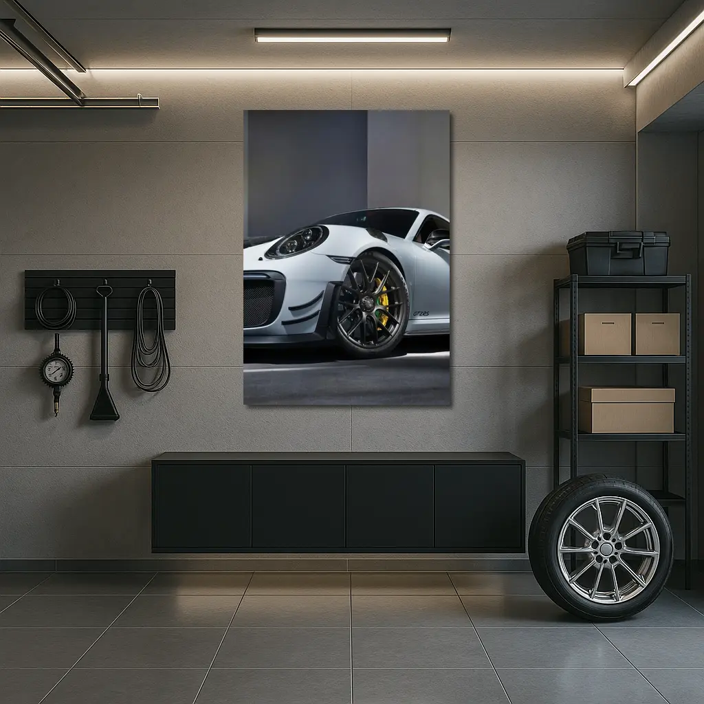 Porsche 911 GT2 RS Silver Garage – Wall Art
