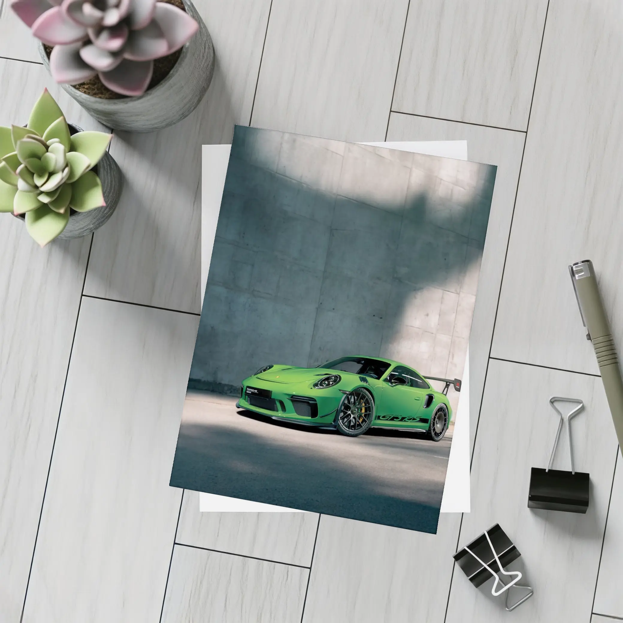Porsche 911 GT3 RS Green Concrete Wall – Postcards