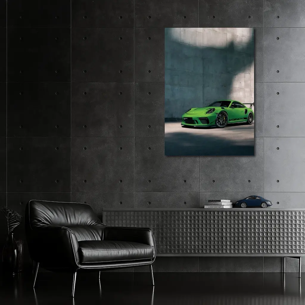 Porsche 911 GT3 RS Green Concrete Wall – Wall Art