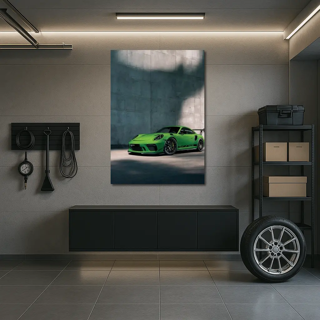 Porsche 911 GT3 RS Green Concrete Wall – Wall Art