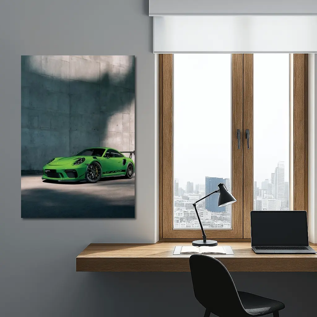 Porsche 911 GT3 RS Green Concrete Wall – Wall Art