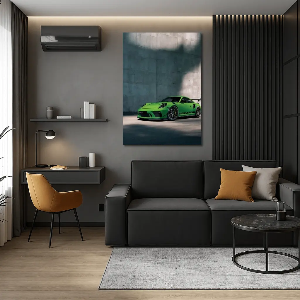 Porsche 911 GT3 RS Green Concrete Wall – Wall Art