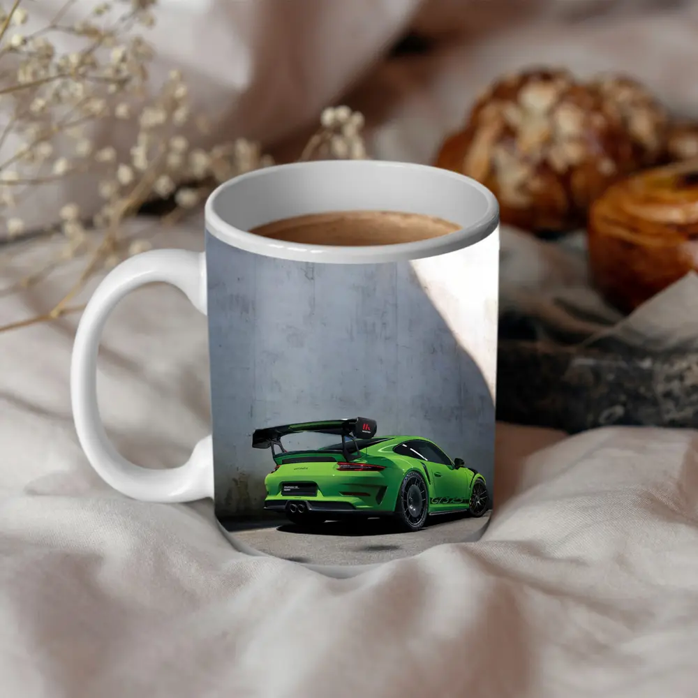 Porsche 911 GT3 RS Green Concrete Wall – Mugs