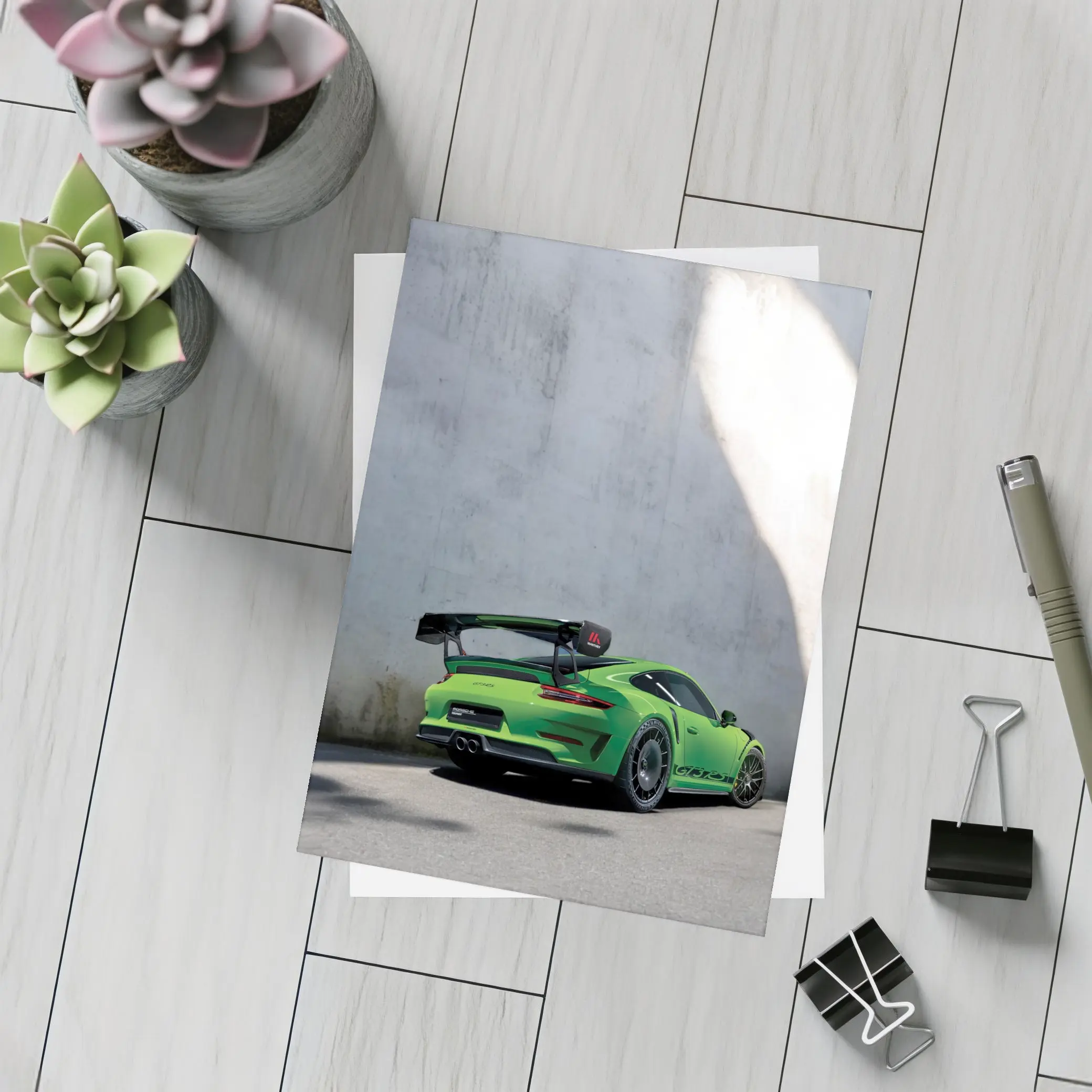 Porsche 911 GT3 RS Green Concrete Wall – Postcards