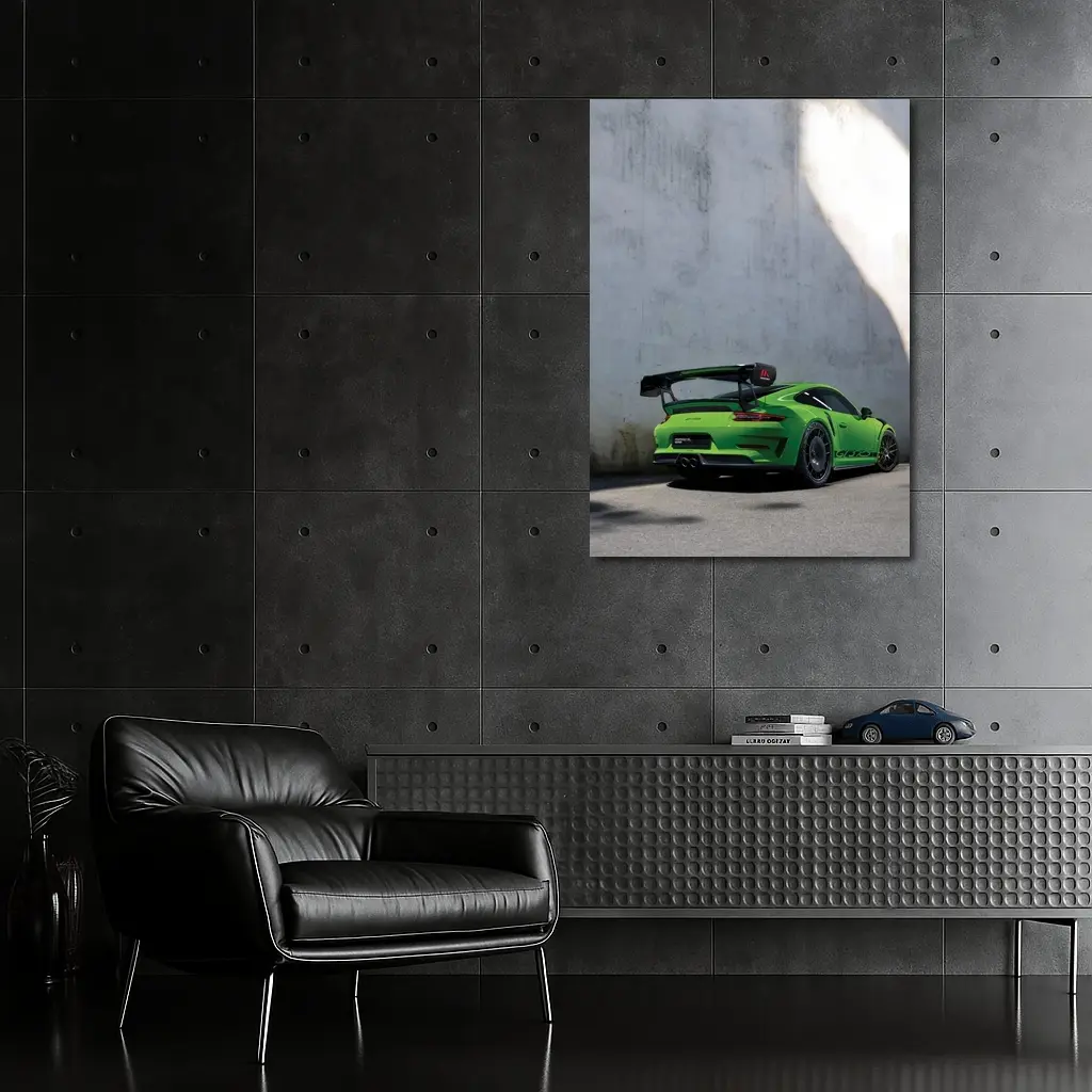 Porsche 911 GT3 RS Green Concrete Wall – Wall Art