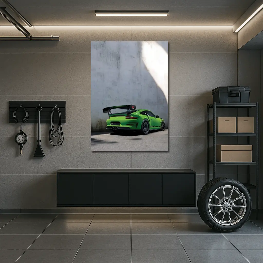 Porsche 911 GT3 RS Green Concrete Wall – Wall Art