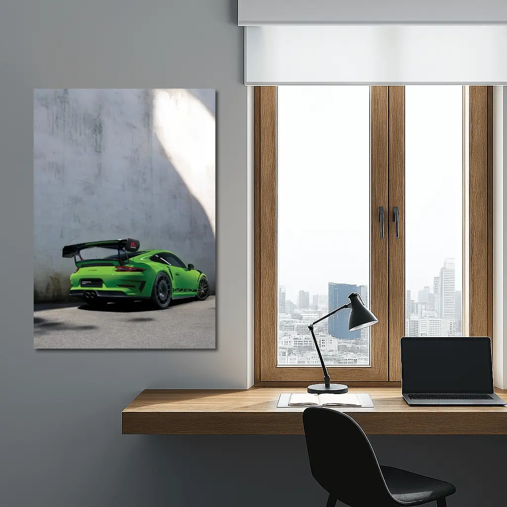 Porsche 911 GT3 RS Green Concrete Wall – Wall Art