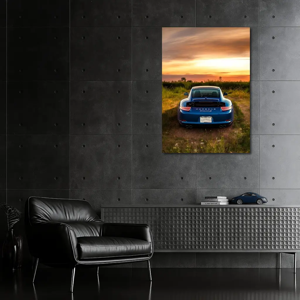 Porsche 911 Carrera S Blue Sunset Field – Wall Art