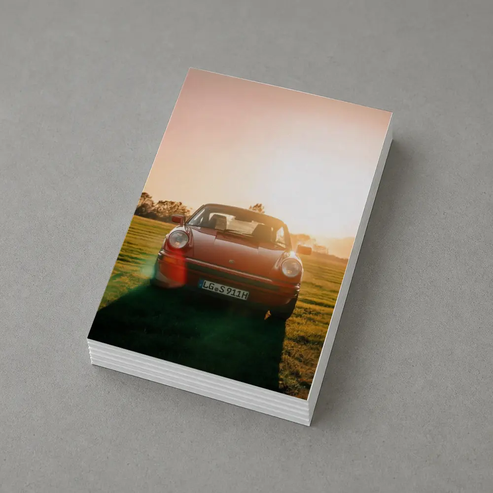 Porsche 911 Classic Red Sunset Field – Postcards