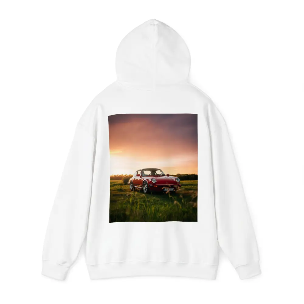 Classic Porsche 911 Red Sunset Field – Hoodies