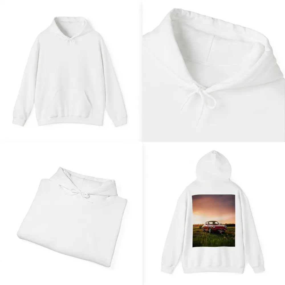 Classic Porsche 911 Red Sunset Field – Hoodies
