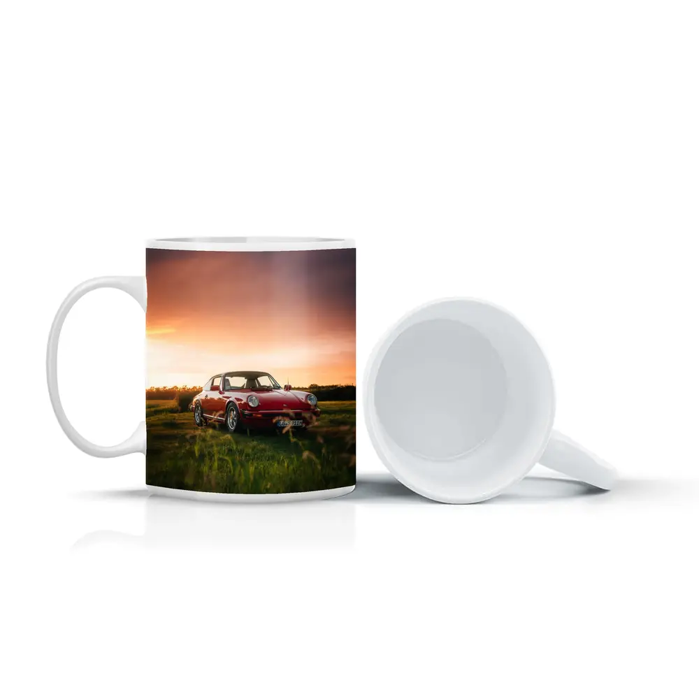 Classic Porsche 911 Red Sunset Field – Mugs