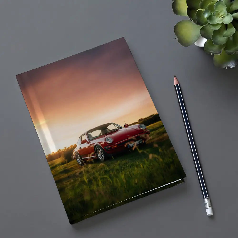 Classic Porsche 911 Red Sunset Field – Notebooks