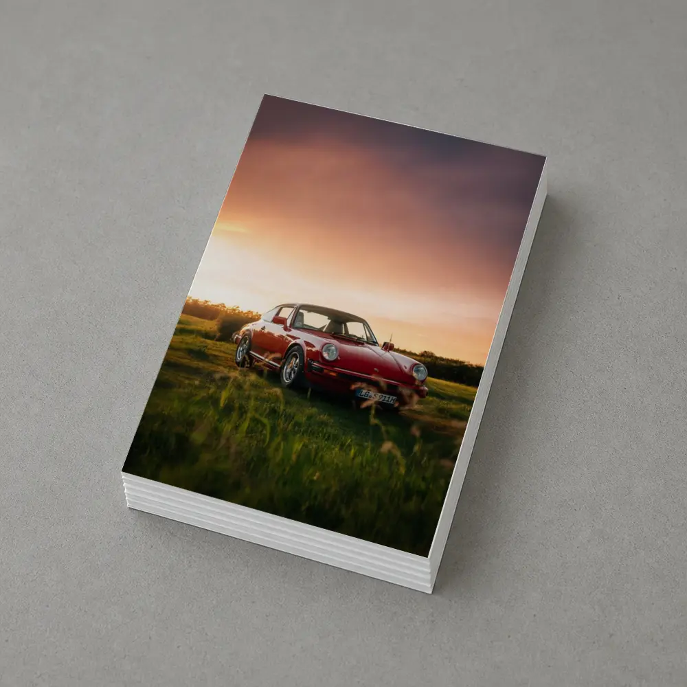 Classic Porsche 911 Red Sunset Field – Postcards