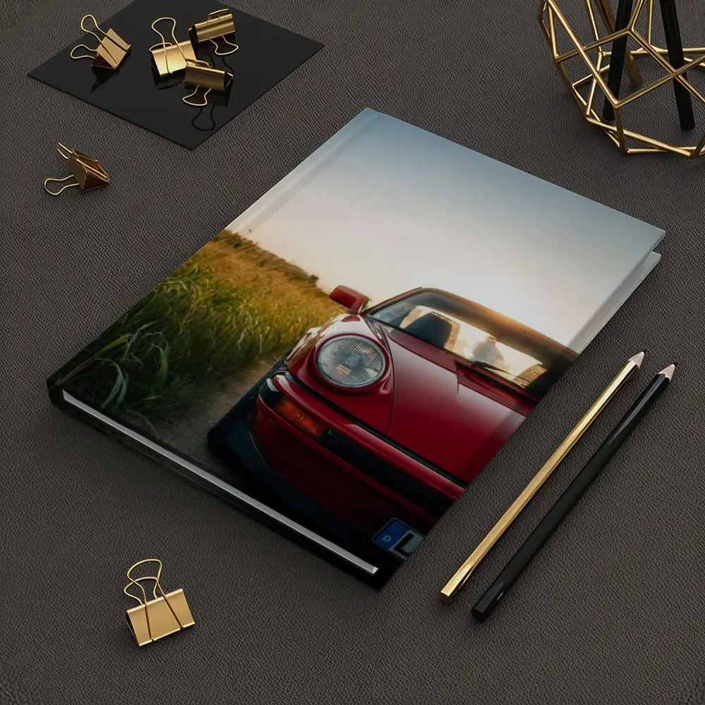 Red Porsche 911 Classic Field Sunset – Notebooks