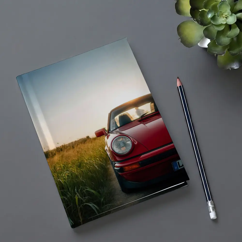 Red Porsche 911 Classic Field Sunset – Notebooks