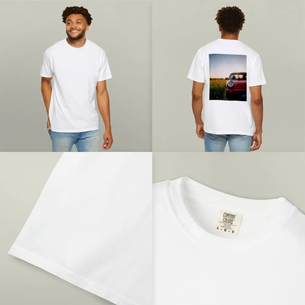 Red Porsche 911 Classic Field Sunset – T-Shirts